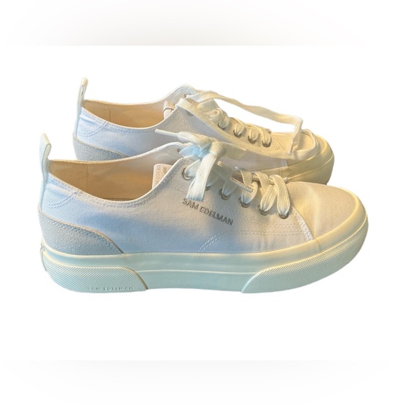 Sam Edelman White Sonia White Platform Canvas Sneakers 7 No Box EUC - Picture 3 of 7